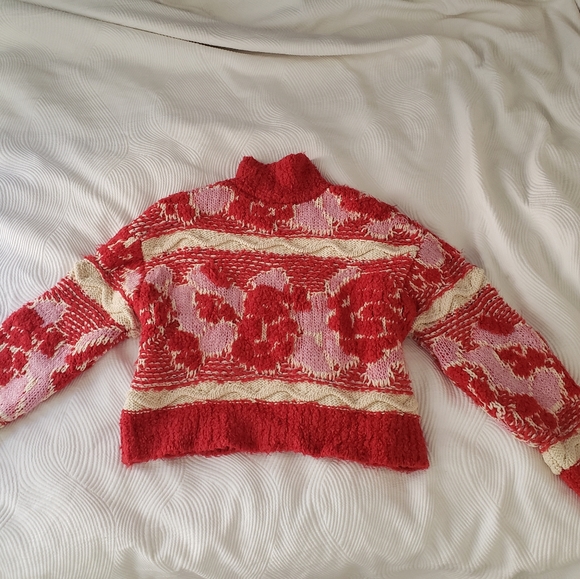 Zara Jacquard Knit Pink and Red Chunky Sweater - size small - Picture 5 of 15